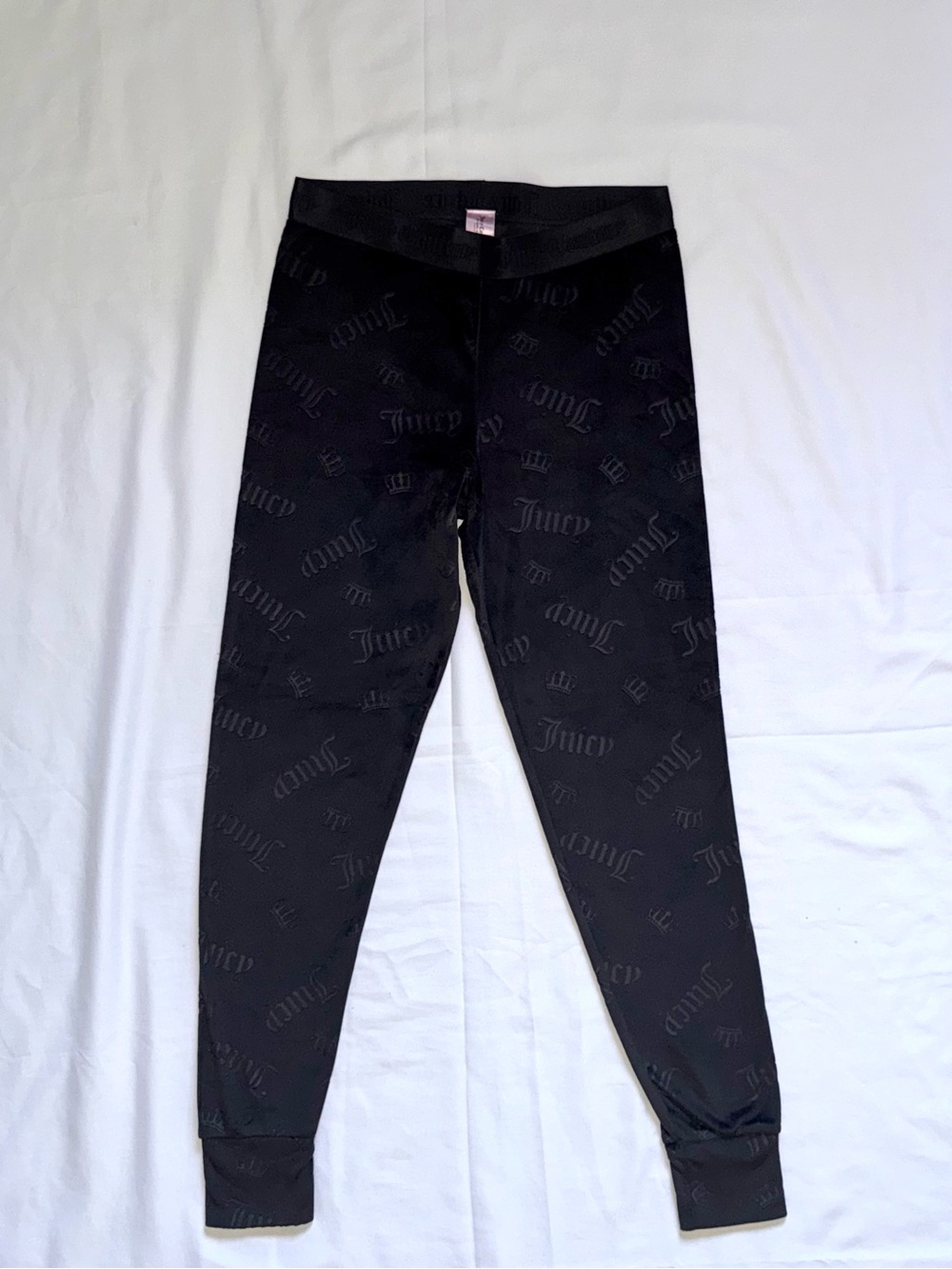 Juicy Couture Black Tone-on-Tone Logo Pajama Pants Stretchy